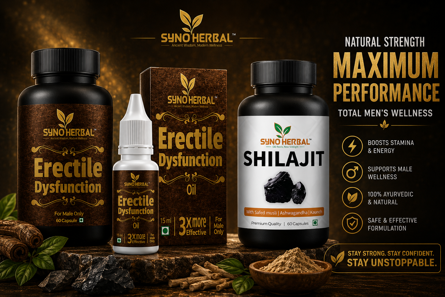 Erectile Dysfunction + Oil + Shilajit